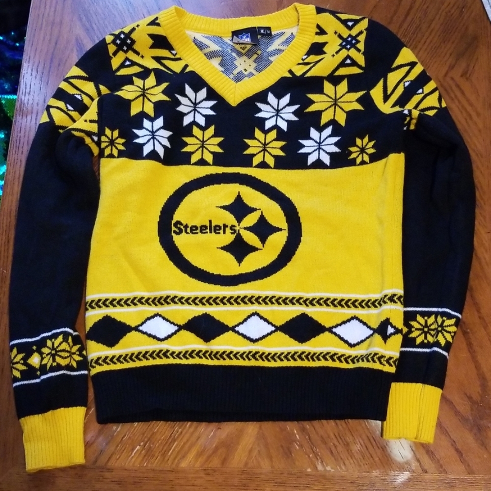Steelers V Neck Fitted Ugly Sweater